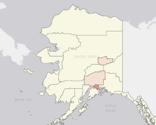 Map showing where the population resides in Alaska