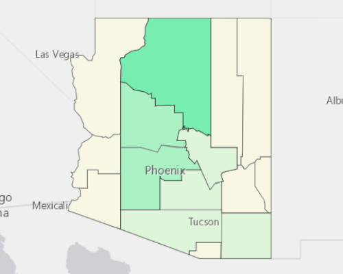 Map illustrating home values in Arizona