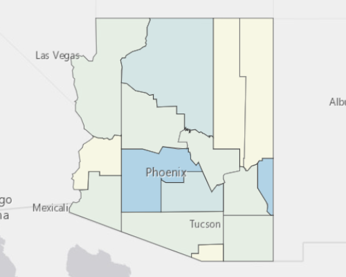 Map depicting areas of Arizona with a higher household income