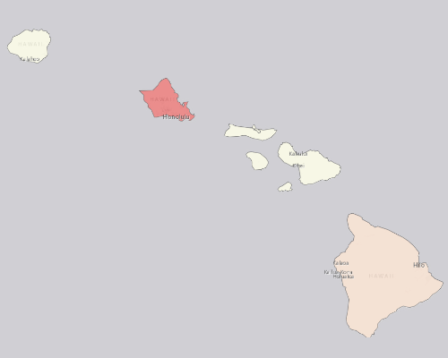 Map showing where the population resides in Hawaii