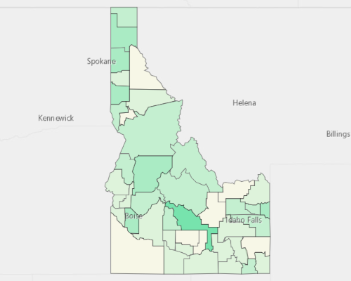 Map illustrating home values in Idaho