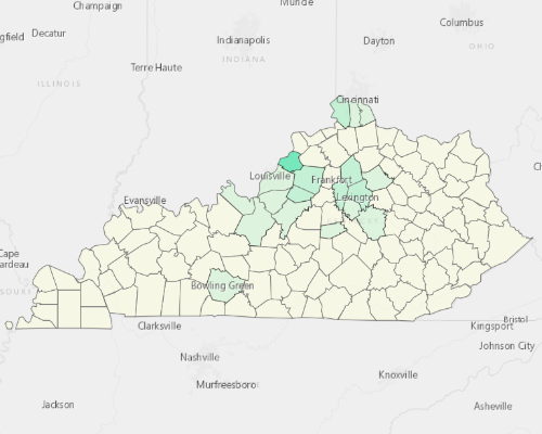 Map illustrating home values in Kentucky
