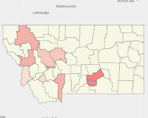 Map showing where the population resides in Montana