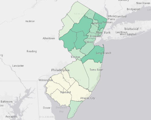 Map illustrating home values in New Jersey