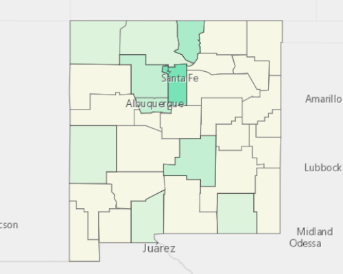 Map illustrating home values in New Mexico