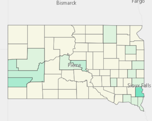Map illustrating home values in South Dakota