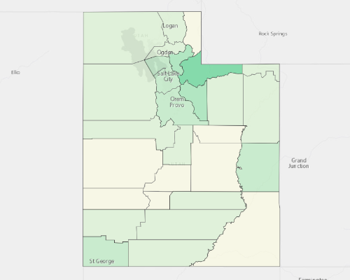 Map illustrating home values in Utah