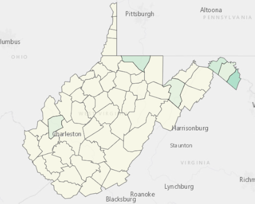 Map illustrating home values in West Virginia
