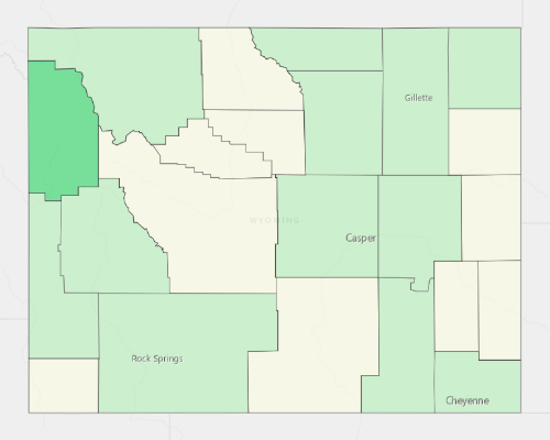 Map illustrating home values in Wyoming