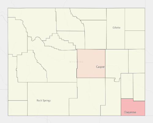 Map showing where the population resides in Wyoming
